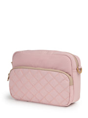 Drift Baby Pink Polyester Diamond Quilted Sling Bag