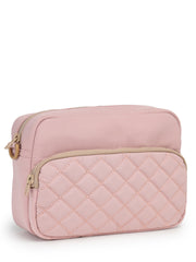 Drift Baby Pink Polyester Diamond Quilted Sling Bag