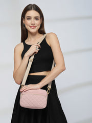 Drift Baby Pink Polyester Diamond Quilted Sling Bag