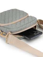 Drift Olive Green Polyester Teardrop Quilted Sling Bag
