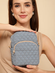 Drift Powder Blue Polyester Teardrop Quilted Sling Bag