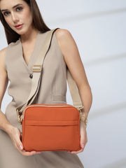 Drift Burnt Orange Polyester Solid Sling Bag