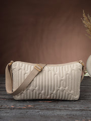 Drift Ivory White Polyester Geometric Sling Bag