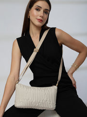 Drift Ivory White Polyester Geometric Sling Bag
