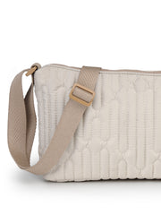 Drift Ivory White Polyester Geometric Sling Bag