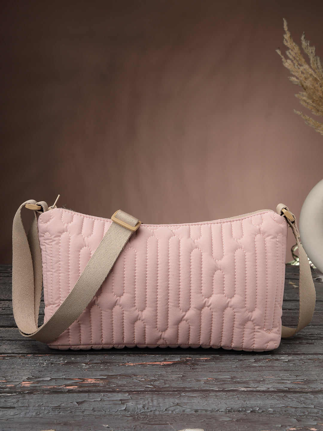 Drift Baby Pink Polyester Geometric Sling Bag