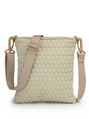 Drift Ivory White Polyester Teardrop Quilted Sling Bag