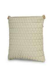 Drift Ivory White Polyester Teardrop Quilted Sling Bag