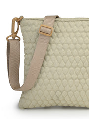 Drift Ivory White Polyester Teardrop Quilted Sling Bag