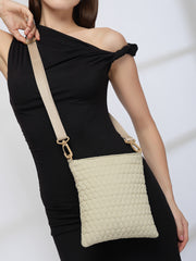 Drift Ivory White Polyester Teardrop Quilted Sling Bag