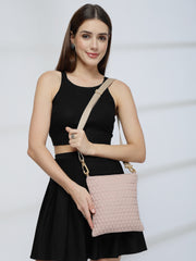 Drift Baby Pink Polyester Teardrop Quilted Sling Bag