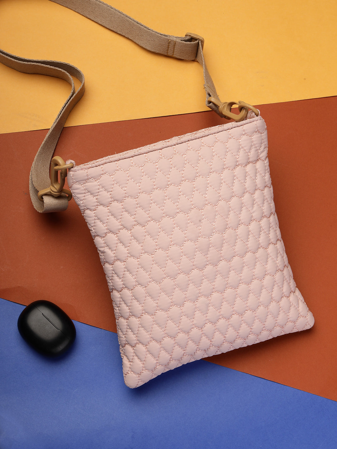 Drift Baby Pink Polyester Teardrop Quilted Sling Bag