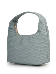 Drift Dusty Blue Polyester Wave Quilted Handheld bag