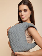 Drift Dusty Blue Polyester Wave Quilted Handheld bag