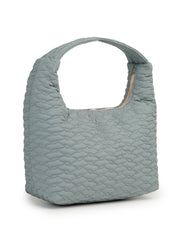 Drift Dusty Blue Polyester Wave Quilted Handheld bag