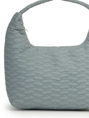 Drift Dusty Blue Polyester Wave Quilted Handheld bag