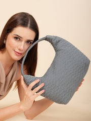 Drift Dusty Blue Polyester Wave Quilted Handheld bag