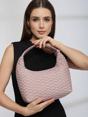 Drift Dusty Pink Polyester Wave Quilted Handheld bag