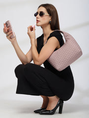 Drift Dusty Pink Polyester Wave Quilted Handheld bag