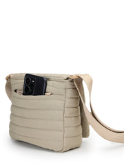 Drift Beige Polyester Striped Quilted Sling Bag