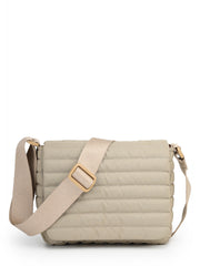 Drift Beige Polyester Striped Quilted Sling Bag
