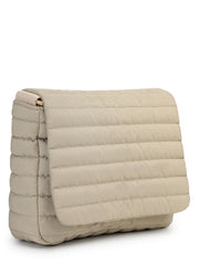 Drift Beige Polyester Striped Quilted Sling Bag