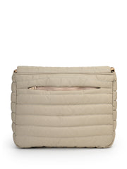 Drift Beige Polyester Striped Quilted Sling Bag
