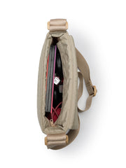 Drift Beige Polyester Striped Quilted Sling Bag