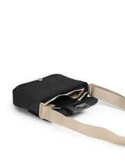 Drift Black Polyester Striped Quilted Sling Bag