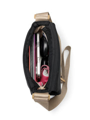 Drift Black Polyester Striped Quilted Sling Bag
