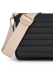 Drift Black Polyester Striped Quilted Sling Bag