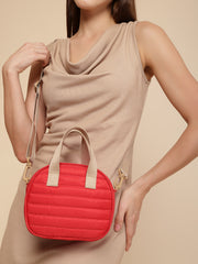 Drift Red Polyester Striped Quilted Mini Bag