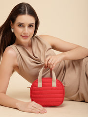 Drift Red Polyester Striped Quilted Mini Bag