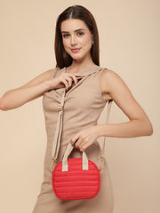 Drift Red Polyester Striped Quilted Mini Bag