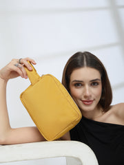 Drift Mustard Yellow Polyester Travel Pouch