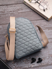 Drift Dusty Blue Polyester Quilted Sling Bag