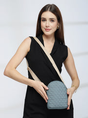 Drift Dusty Blue Polyester Quilted Sling Bag