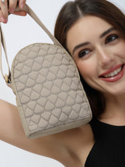 Drift Taupe Polyester Quilted Sling Bag