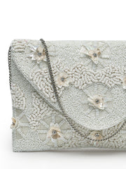 Boho Floral Embellished Cotton Canvas Sling Bag