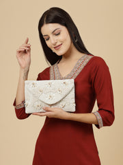 Boho Floral Embellished Cotton Canvas Sling Bag