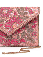 Lush Floral Embellished Satin Sling Bag