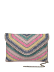Kooky Striped Embellished Satin Sling Bag