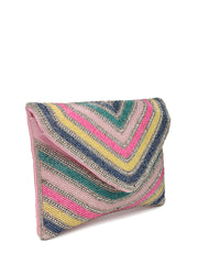 Kooky Striped Embellished Satin Sling Bag