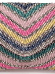 Kooky Striped Embellished Satin Sling Bag