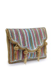 Kooky Striped Embellsihed Satin Sling Bag