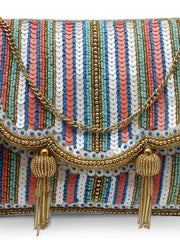 Kooky Striped Embellsihed Satin Sling Bag