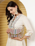 Kooky Striped Embellsihed Satin Sling Bag