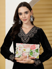Lush Floral Embellished Cotton Canvas Sling Bag