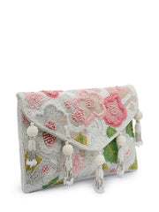 Lush Floral Embellished Cotton Canvas Sling Bag