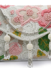 Lush Floral Embellished Cotton Canvas Sling Bag